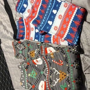 Two pairs of lined Christmas leggings women's size S
